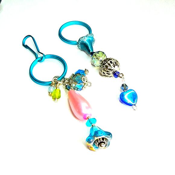 2 Handmade Crystal Glass Sterling Silver & Metal Keyrings - Picture 5 of 8